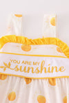 Yellow you are my sunshine embroidery girl bubble