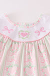 Valentine's day heart bow embroidery girl set