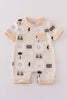 Beige Summer Vibes Patchwork boy romper