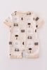 Beige Summer Vibes Patchwork boy romper