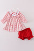 Valentine's day heart embroidery girl bloomer set