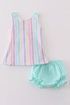 Multicolored stripe girl bloomer set