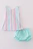 Multicolored stripe girl bloomer set