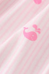 Pink stripe whale print girl set