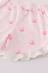 Pink stripe whale print girl set