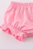 Pink bow embroidery girl bloomer set