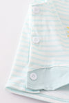 Blue stripe sailboat applique boy bloomer set