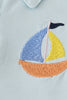 Blue stripe sailboat embroidery boy set