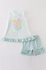 Blue stripe sailboat embroidery girl set