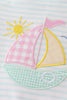 Blue stripe sailboat embroidery girl set