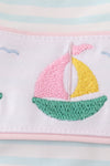 Pink sailboat embroidery girl swimsuit