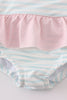 Pink sailboat embroidery girl swimsuit