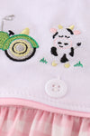 Pink farm embroidery girl bloomer set