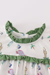 Easter bunny print girl ruffle bubble