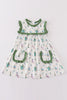 Easter bunny print girl ruffle dress