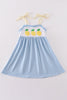 Blue lemon french knot girl dress