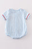 Blue stripe baseball embroidery boy bubble