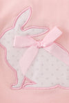 Pink easter bunny applique girl bubble