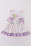 Purple easter bunny french knot girl dress