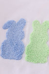 Green easter bunny french knot boy set