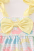 Easter bunny print bow girl bubble