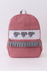 Red Alabama embroidery gingham ruffle backpack