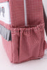 Red Alabama embroidery gingham ruffle backpack