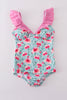 Blushing rose garden print mom swimsuit