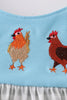 Blue farm chicken embroidery bloomer set