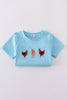 Blue farm chicken embroidery set
