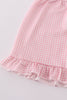 Pink baseball print gingham ruffle shorts set