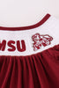 Mississippi MSU embroidery smocked gingham ruffle set