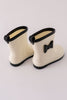 White & black bow rain boots