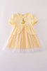 Yellow princess embroidery ruffle dress