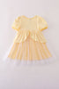 Yellow princess embroidery ruffle dress