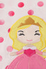 Pink character applique dot romper