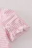 Pink stripe buffalo applique ruffle shorts set