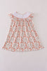 Fall leaves embroidery smocked ruffle dress