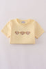 Yellow puppy embroidery gingham pants set