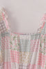 Pastel patchwork garden print tiered mom dress