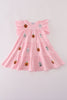 Pink ghost pumpkin sequin ruffle dress