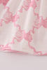 Pink bow tie embroidery ruffle bloomer set