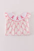 Pink bow tie embroidery ruffle dress