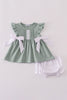 Sage ruffle bloomer set
