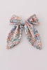 Blue floral print sailor bow