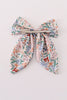 Blue floral print sailor bow