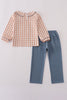 Orange gingham pants set