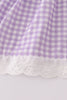 Lavender ribbon lace embroidery gingham bloomer set