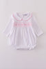Pink bow smocked bubble