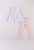 Pink bow smocked pants set